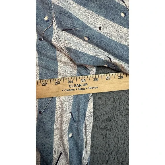 Vintage Natural Issue Shirt Mens XL Blue White Striped Paisley Polo 90s Cotton - Picture 5 of 9